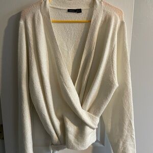 Elegant Cream Wrap Sweater